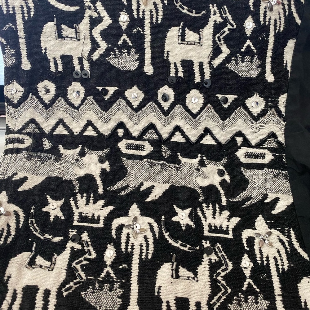 Vintage Raiment Fashions Black White Ethnic Tapestry Vest sz M - Picture 9 of 10